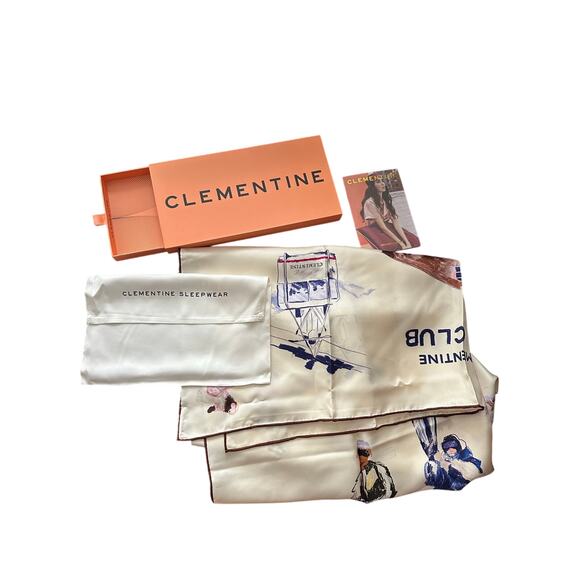 Clementine Sleepwear Ski Club Silk Scarf 90 - New in Box - Picture 2 of 6